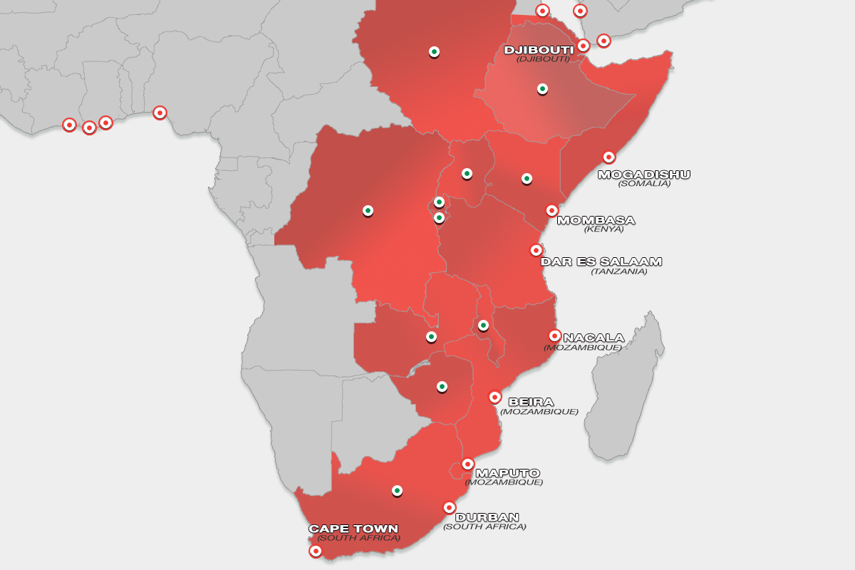 East and South Africa Map